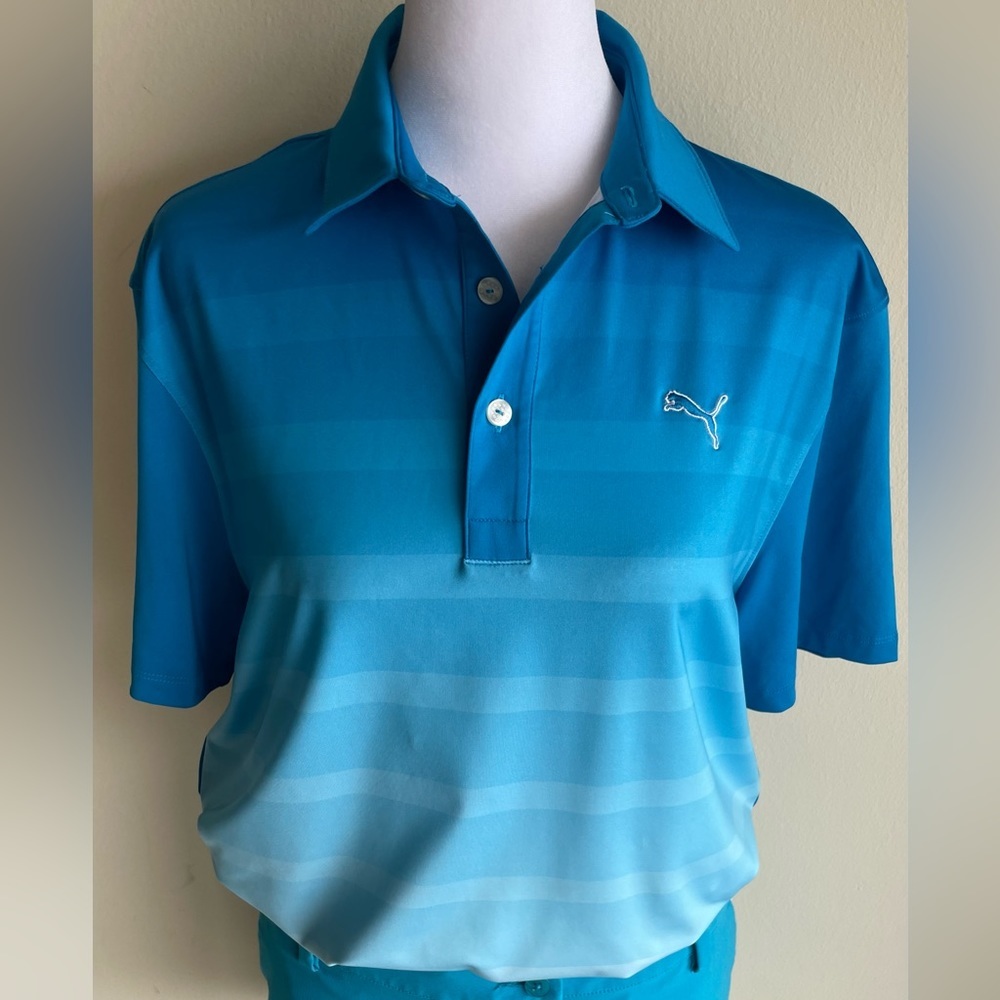 PUMA GOLF Junior GT Titan Stripe Polo Shirt SZ US XL